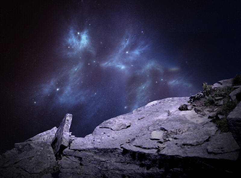 Rocky Cliff under Stars