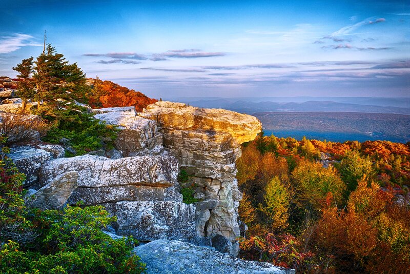Rocky Cliff with Autumn Trees