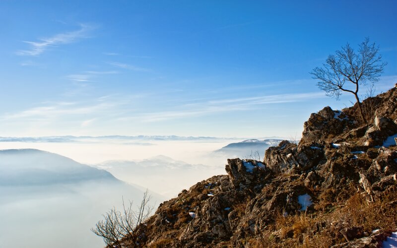 Rocky Cliff with Fog