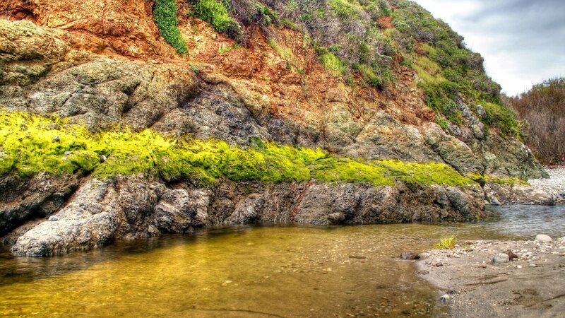 Rocky Cliff with Moss — Green, Natural