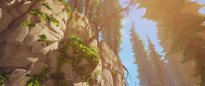 Rocky Cliff with Moss — Green, Serene