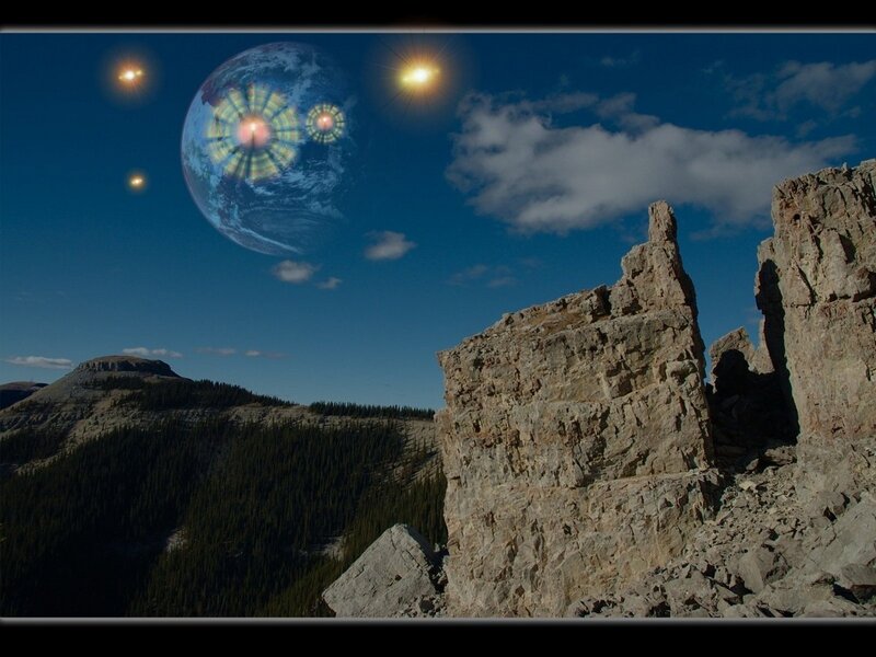 Rocky Cliff with Planet