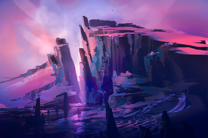 Rocky Cliffs at Dusk