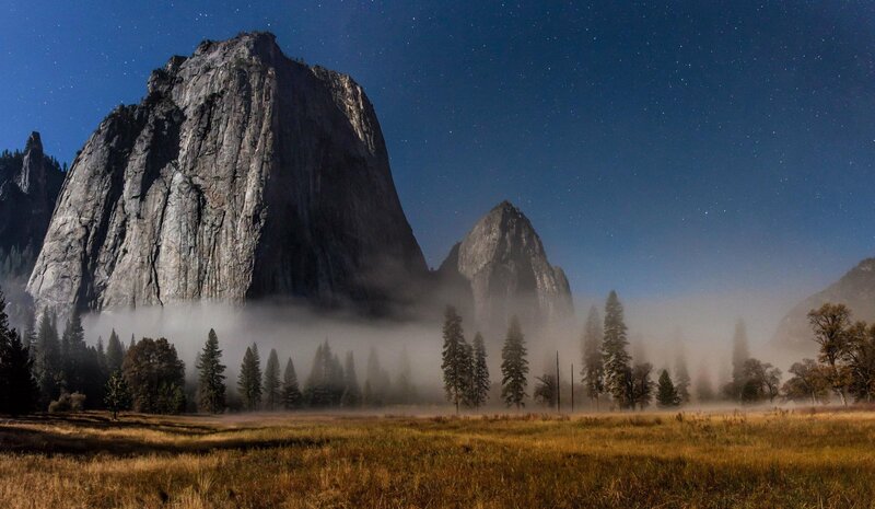 Rocky Cliffs at Night — Blue