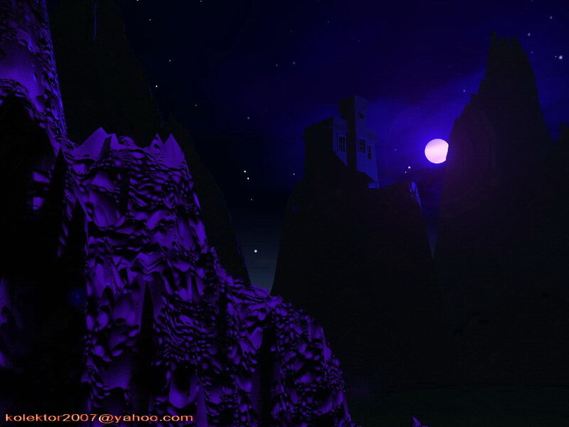 Rocky Cliffs at Night