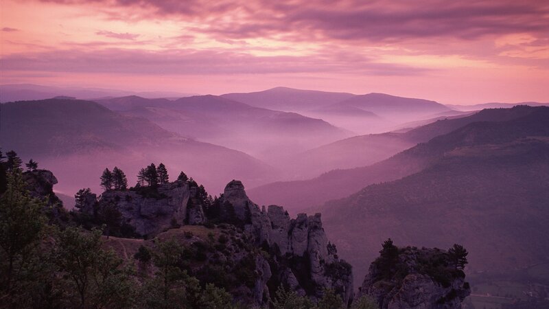 Rocky Cliffs in Valley — Purple