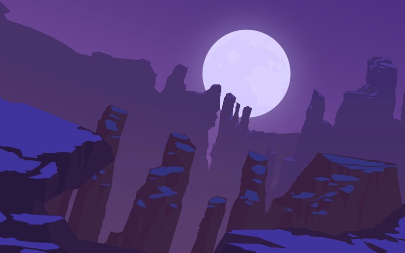 Rocky Cliffs under Moon