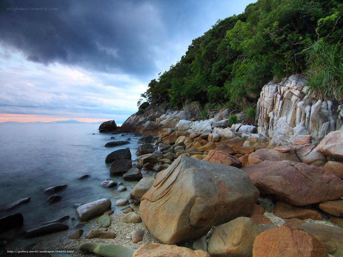 Rocky coast at dusk