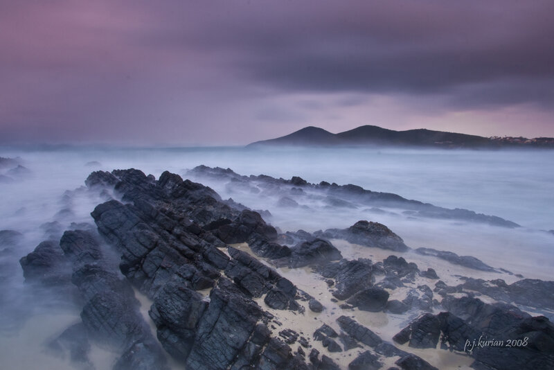 Rocky coast at dusk