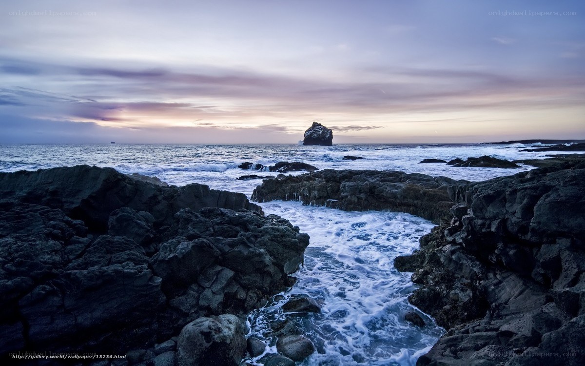 Rocky coast at dusk