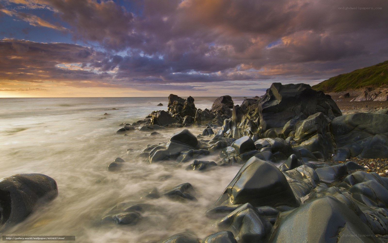 Rocky coast at sunset