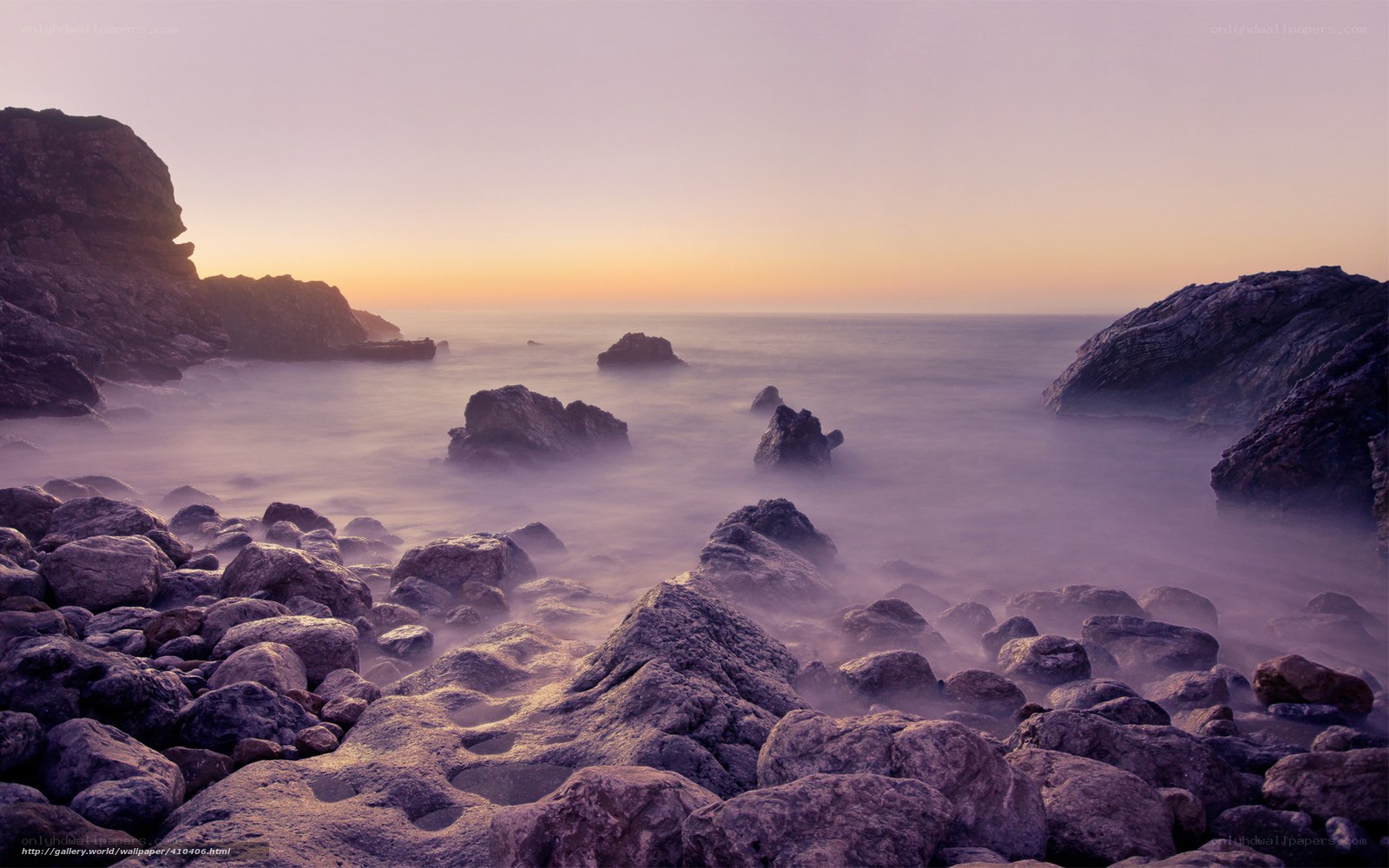 Rocky coast at sunset