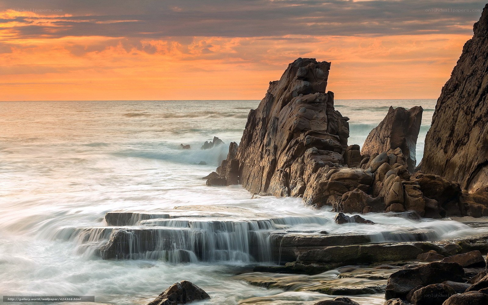 Rocky coast at sunset