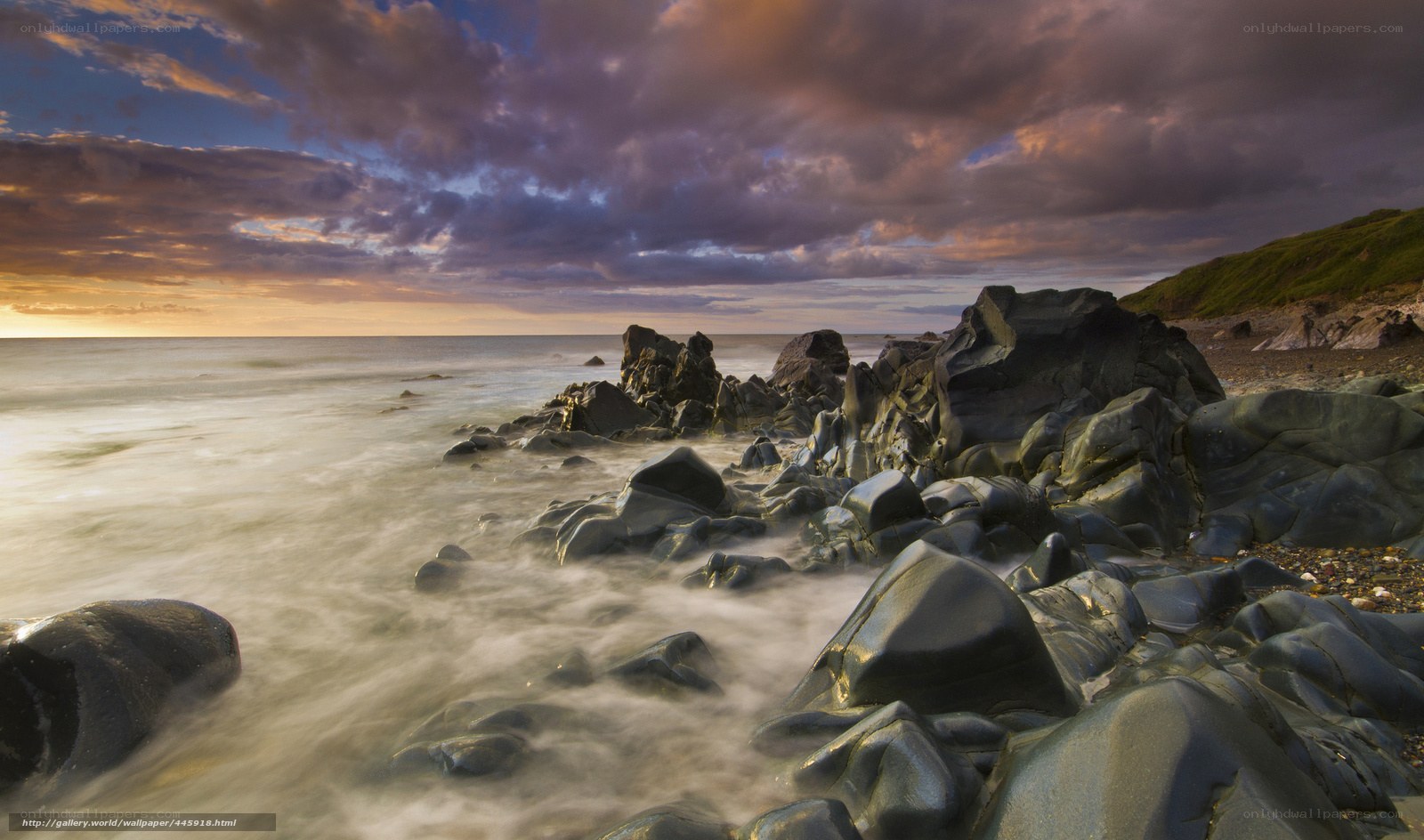 Rocky coast at sunset
