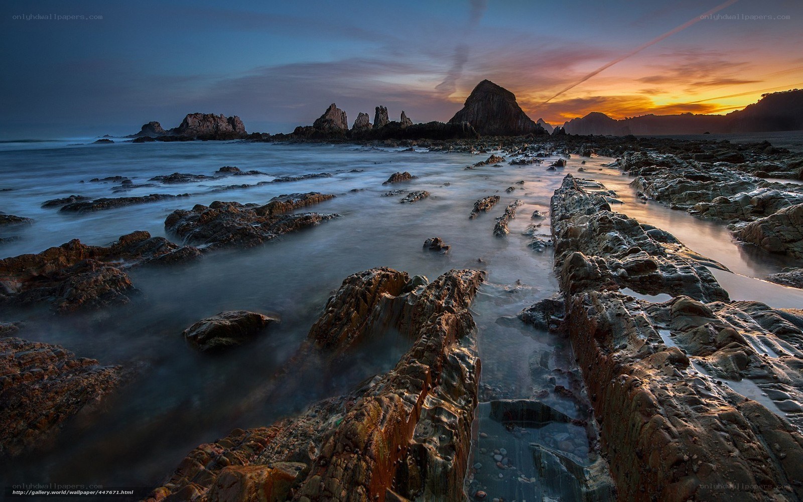 Rocky coast at sunset