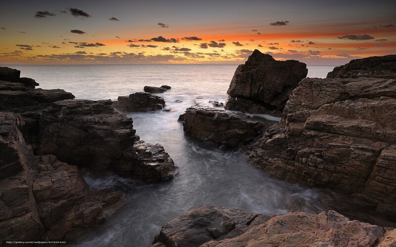 Rocky coast at sunset
