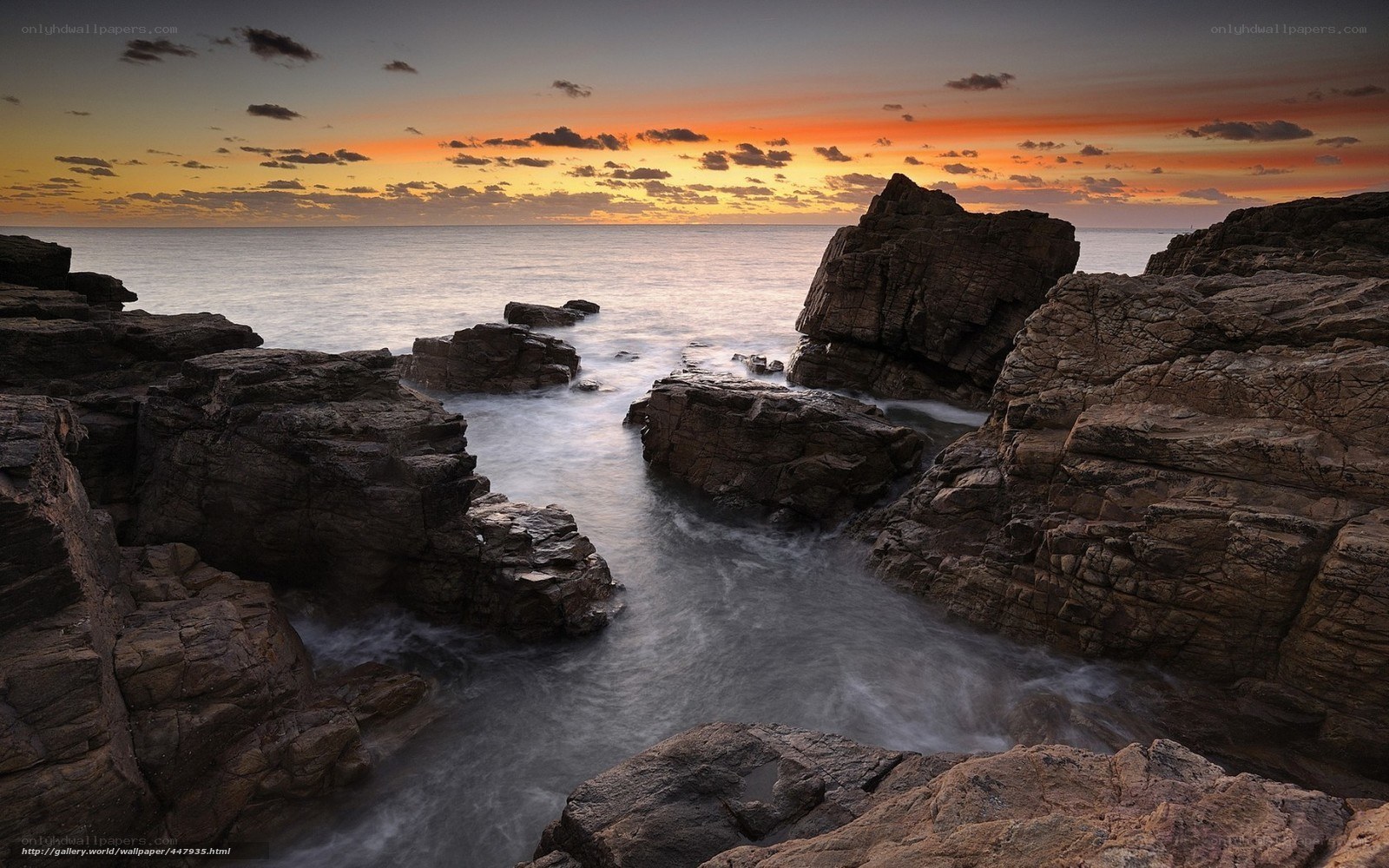 Rocky coast at sunset