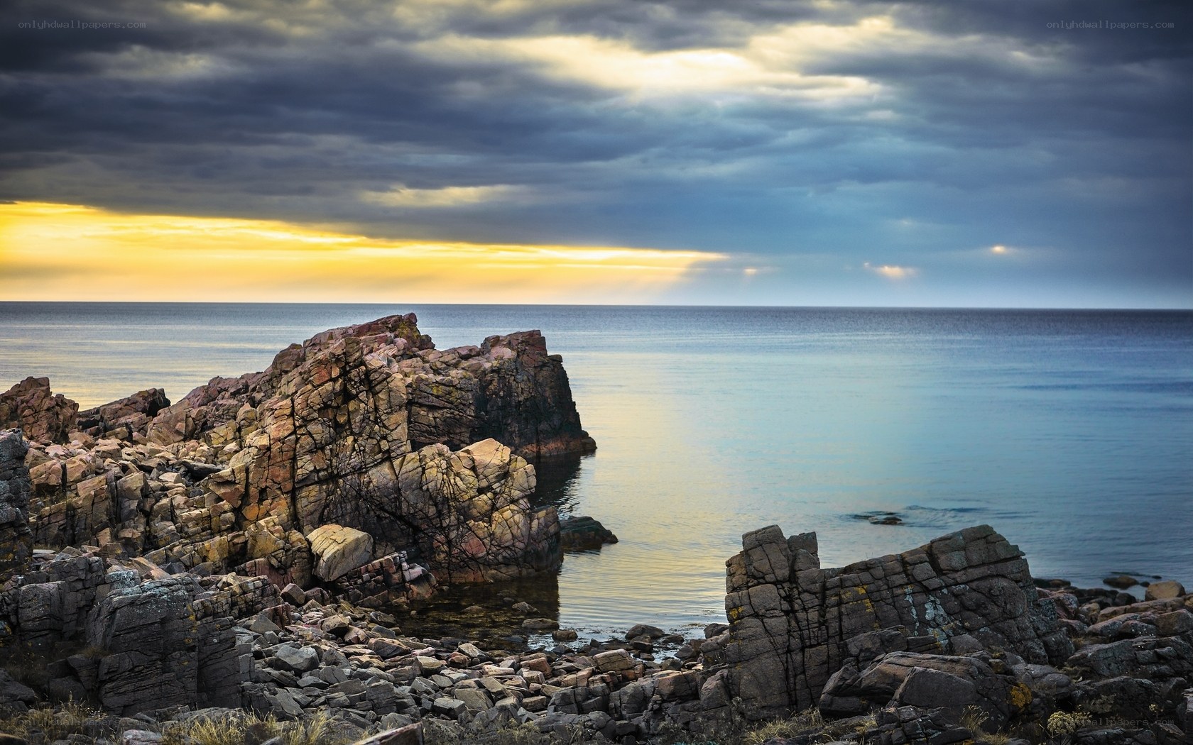 Rocky coast at sunset