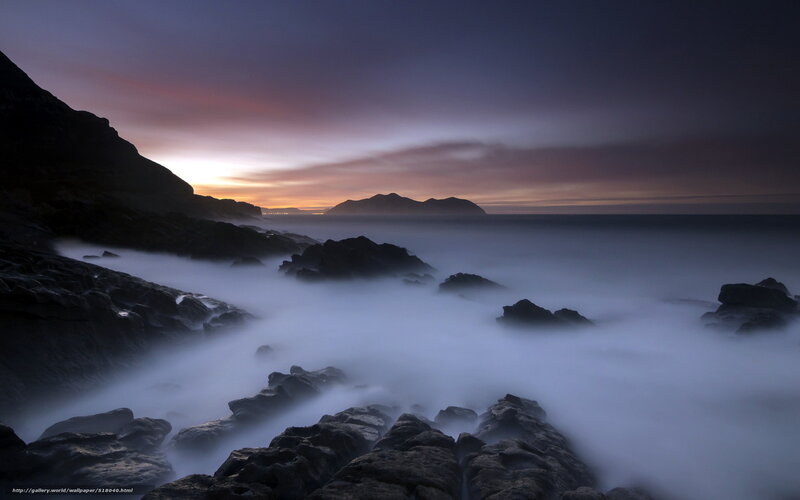 Rocky coast at sunset