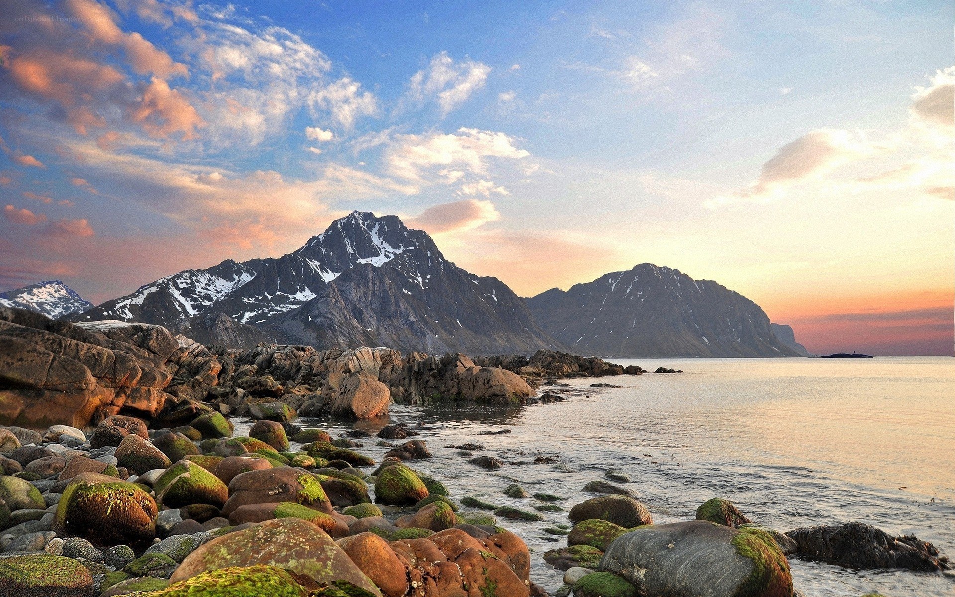 Rocky coast at sunset
