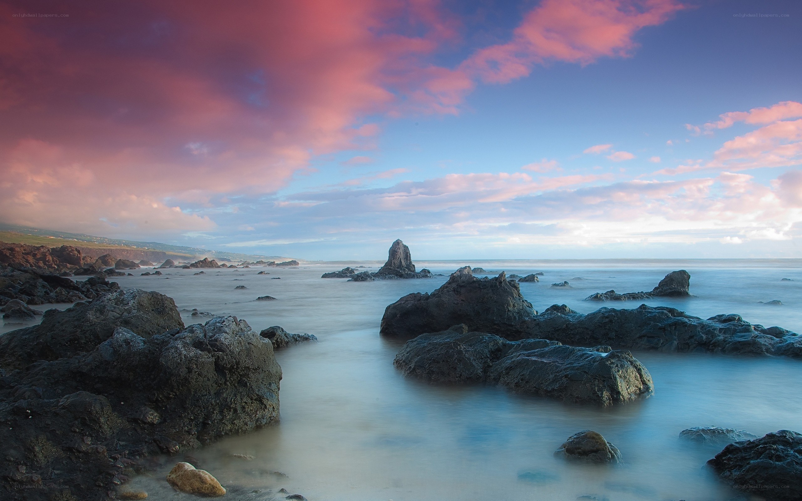 Rocky coast at sunset
