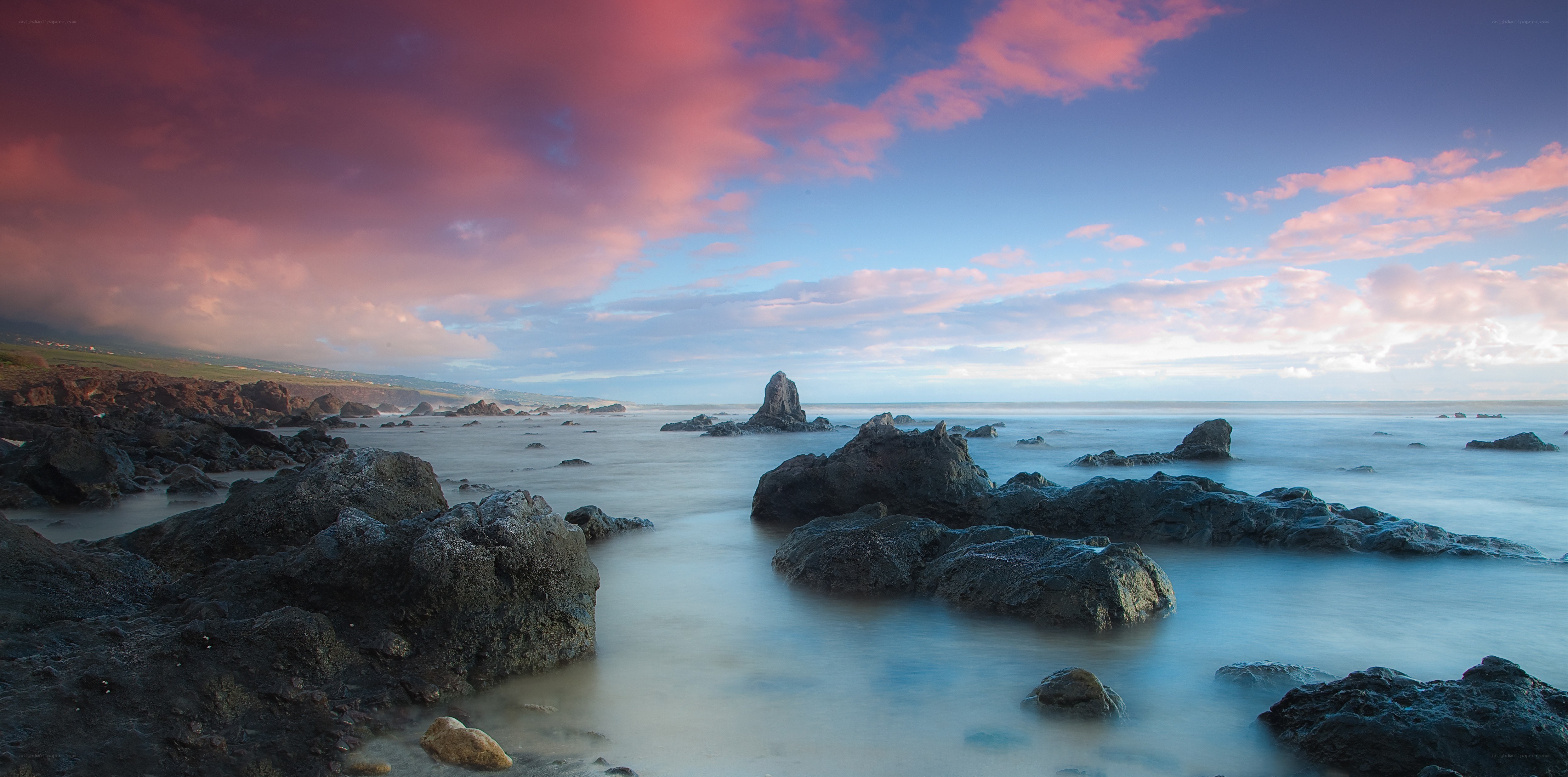 Rocky coast at sunset