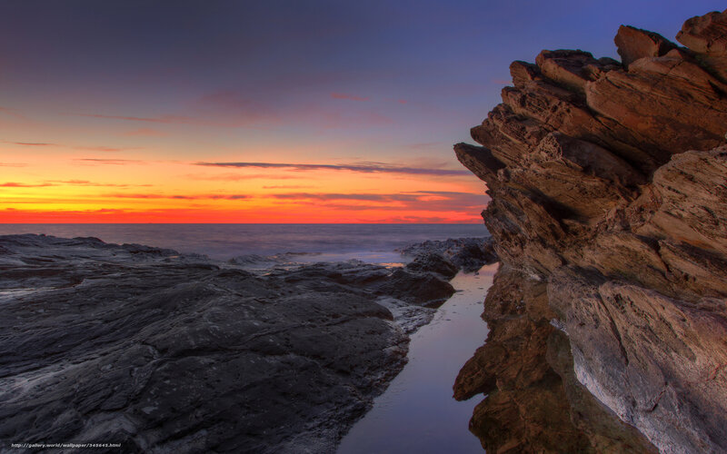 Rocky coast at sunset