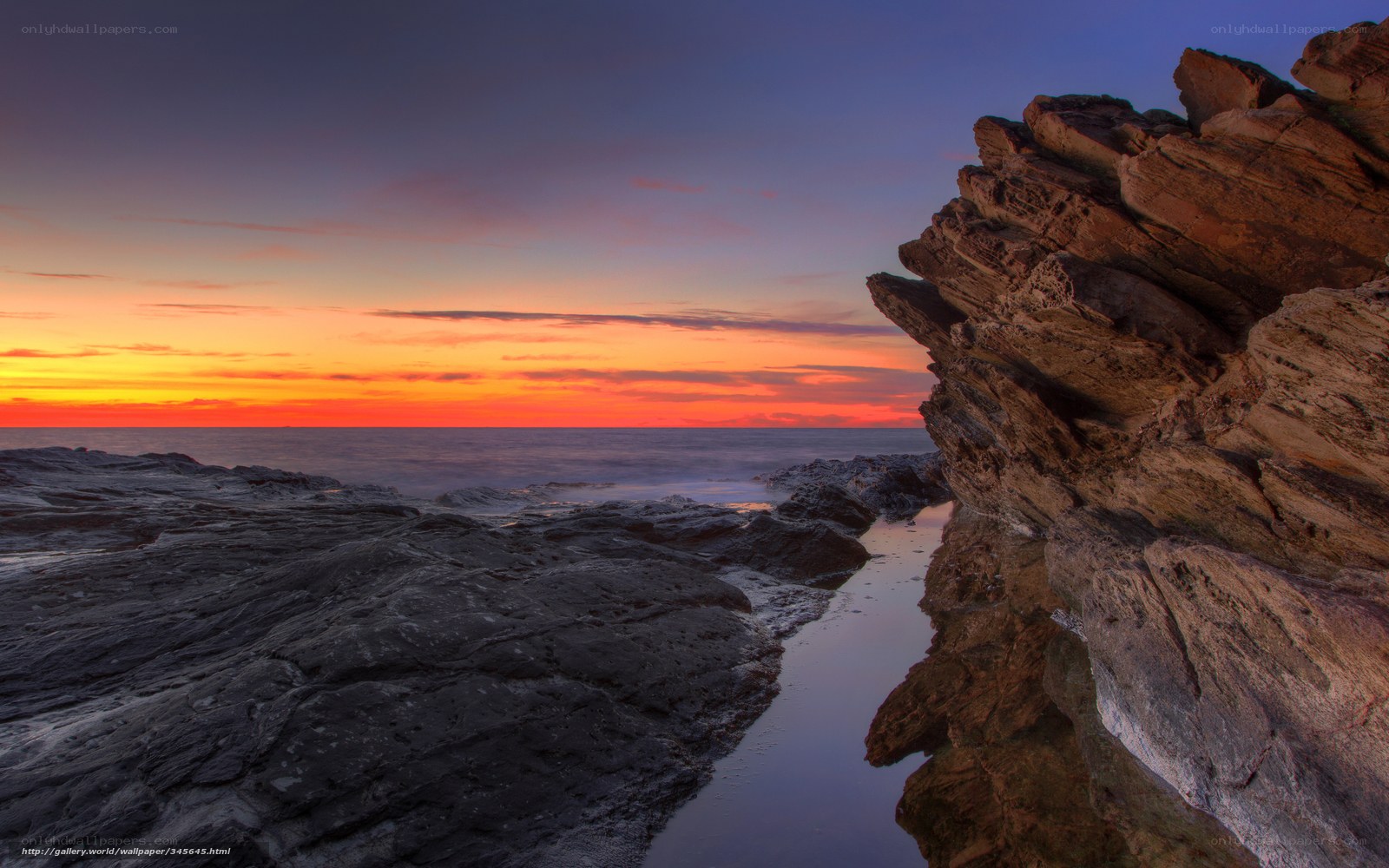 Rocky coast at sunset