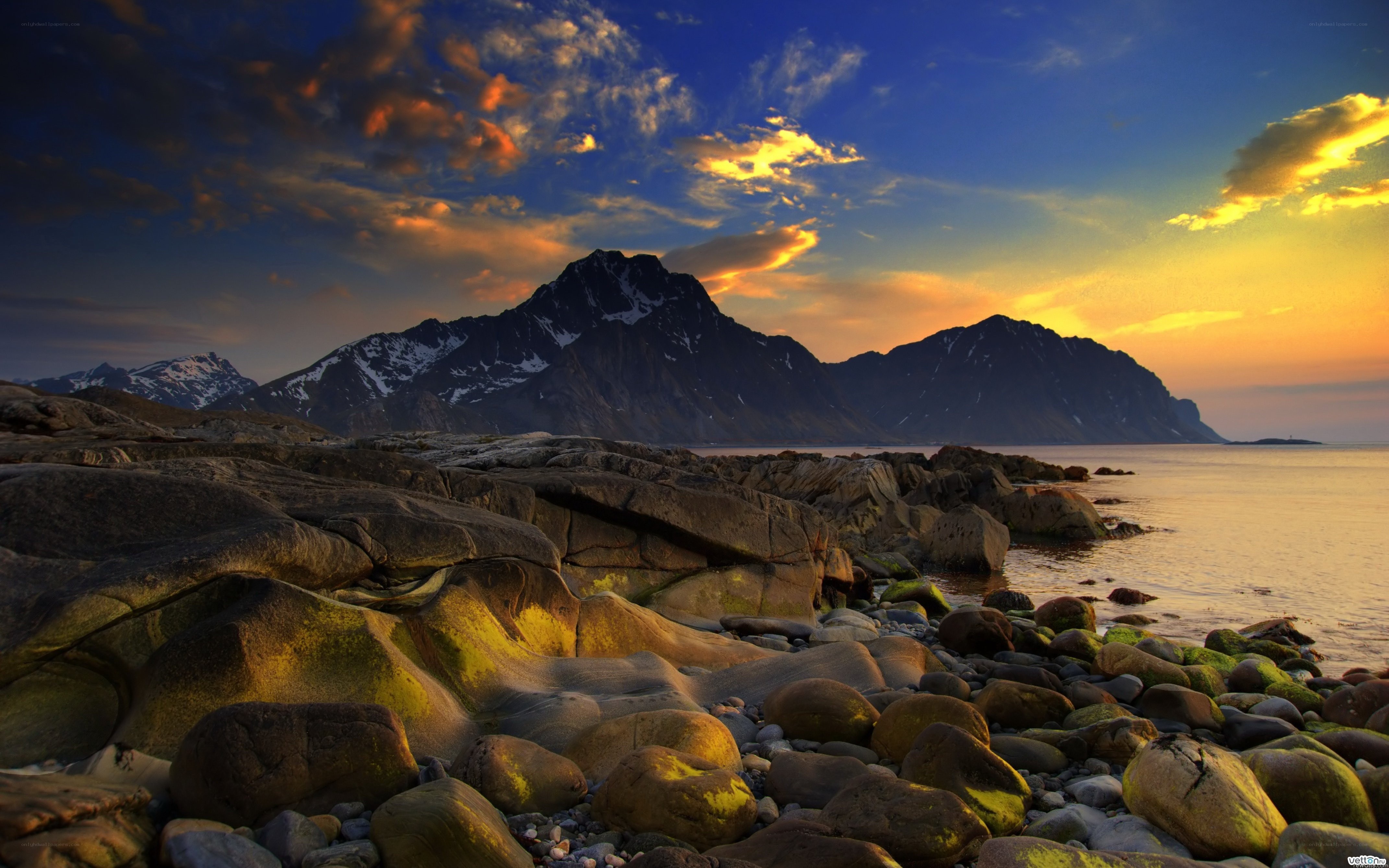 Rocky coast at sunset