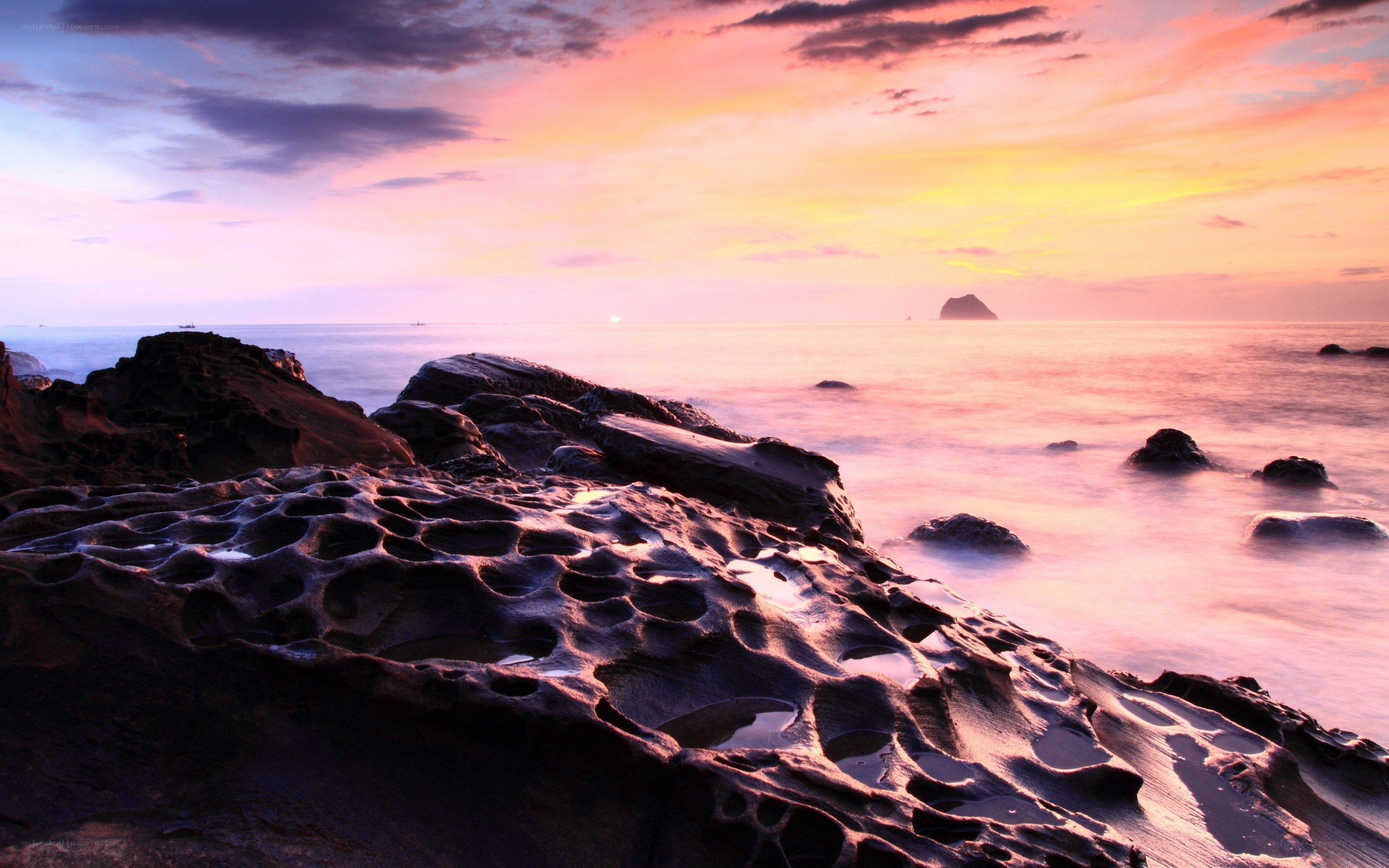 Rocky coast at sunset