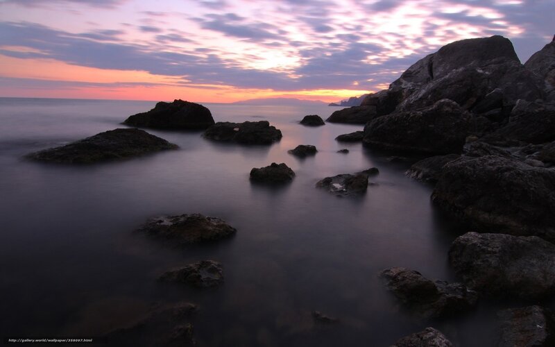 Rocky coast at sunset