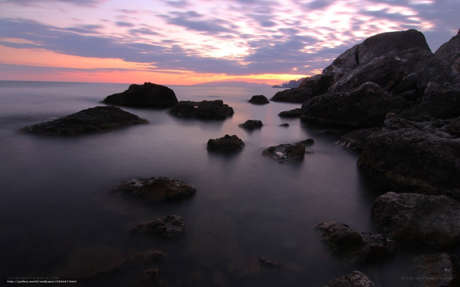 Rocky coast at sunset