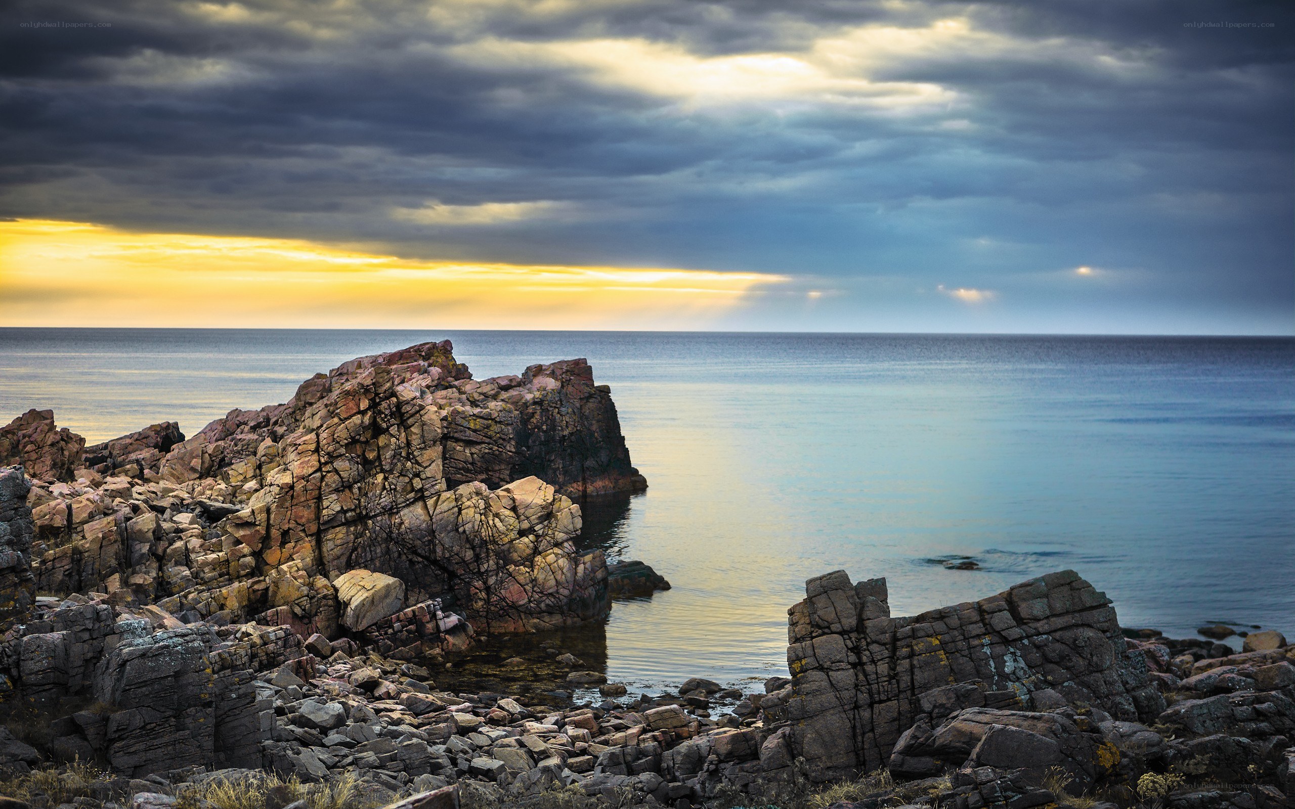 Rocky coast at sunset