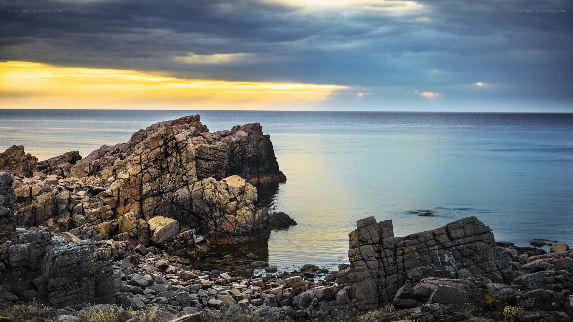 Rocky coast at sunset