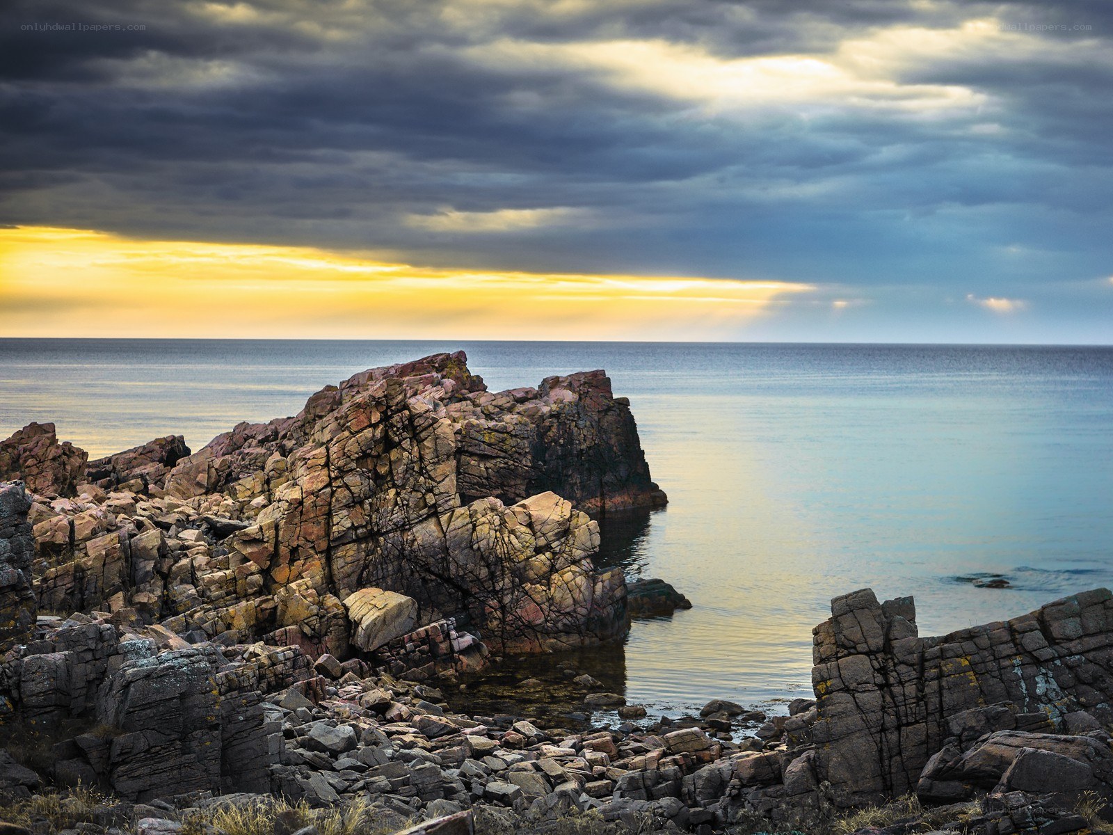 Rocky coast at sunset