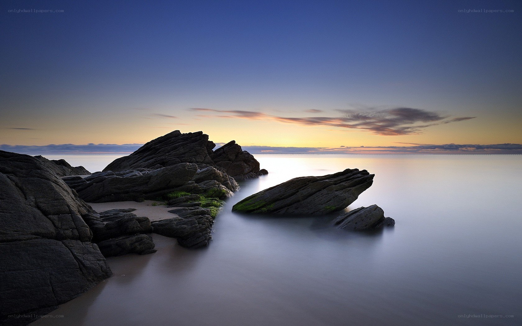 Rocky coast at sunset