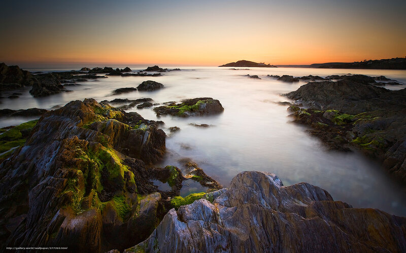 Rocky coast at sunset