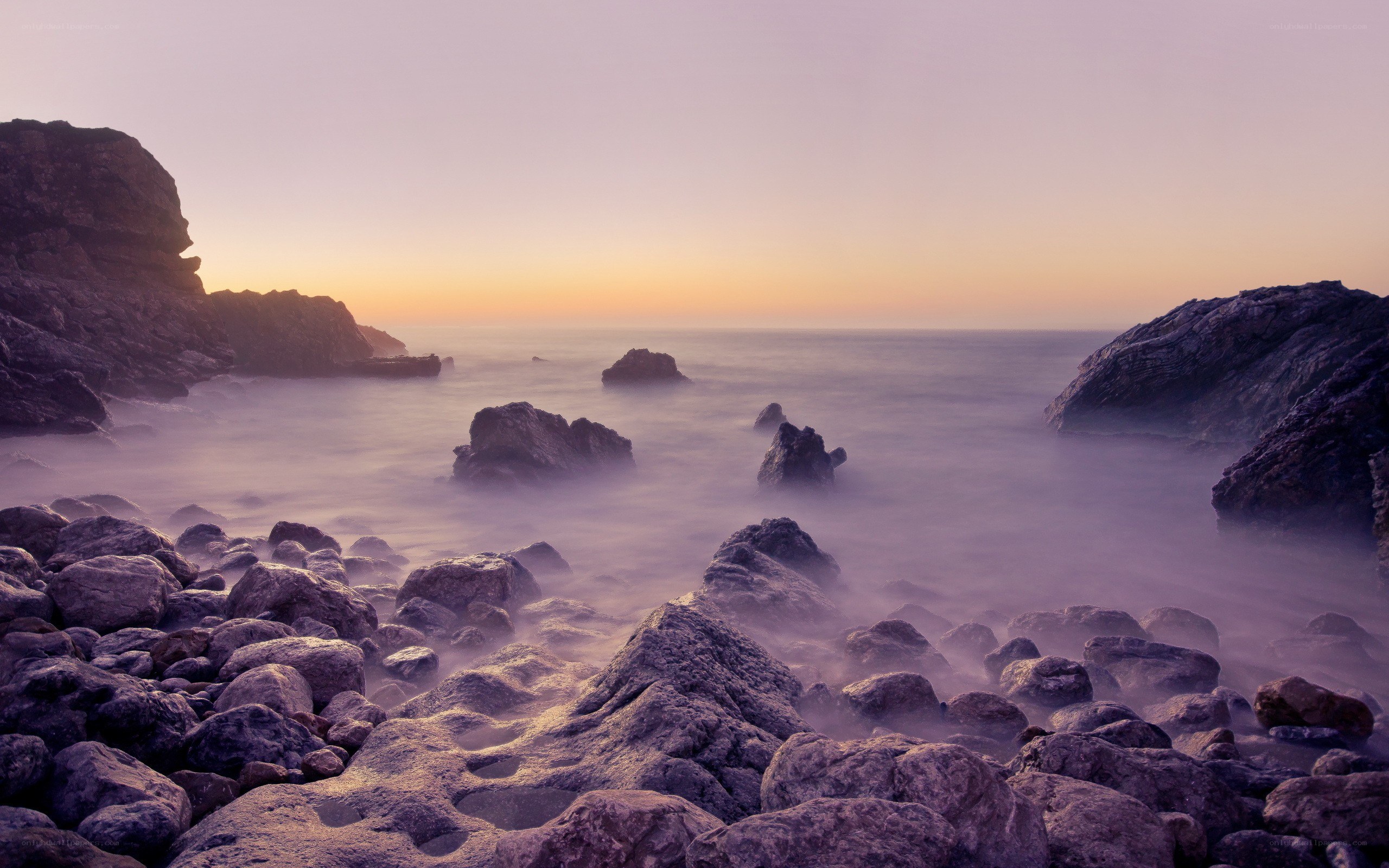 Rocky coast at sunset