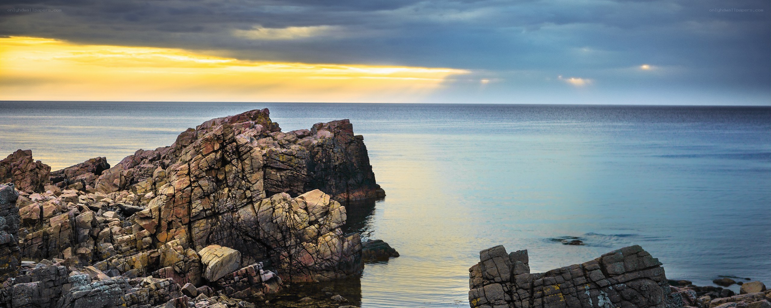 Rocky coast at sunset