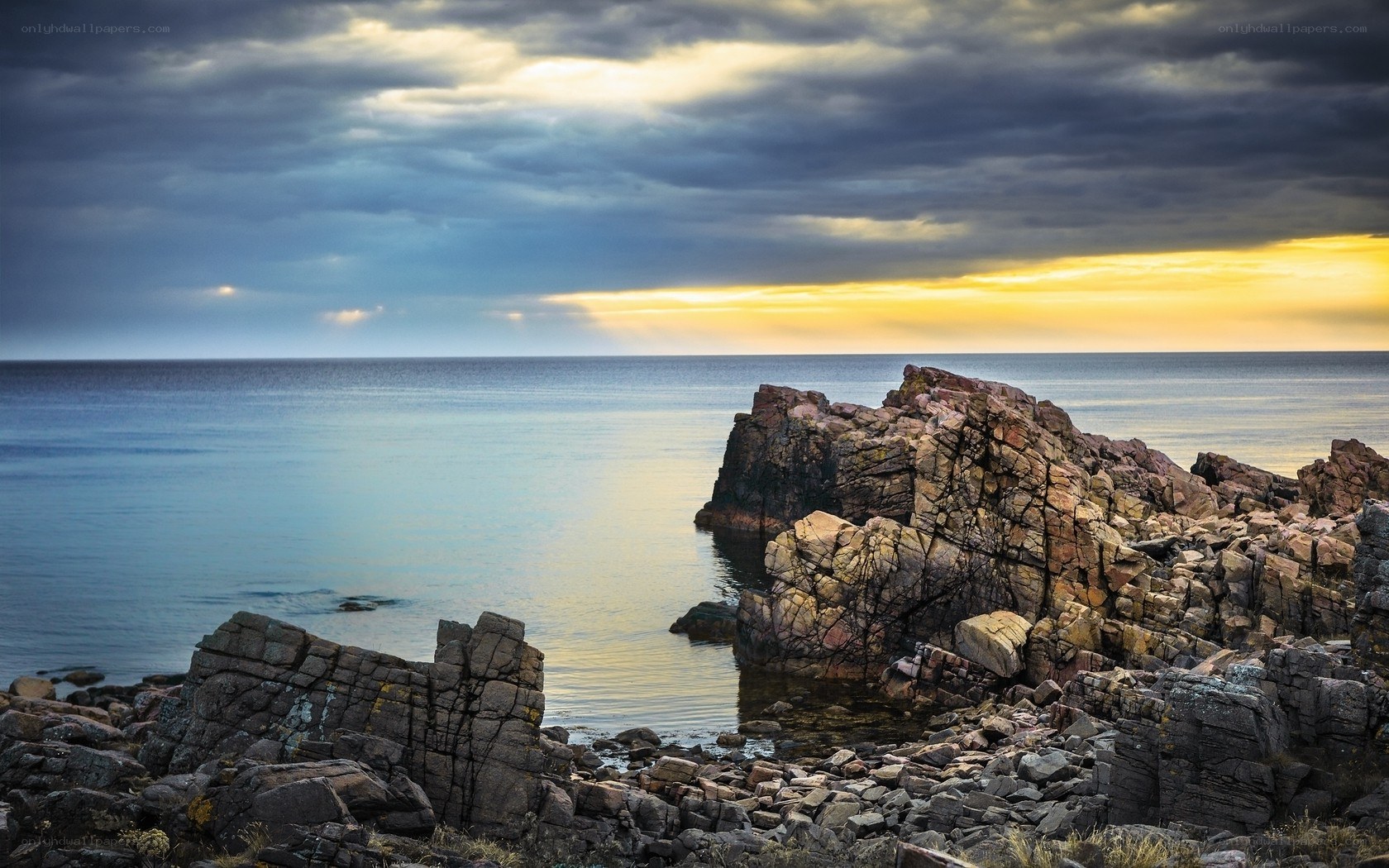 Rocky coast at sunset
