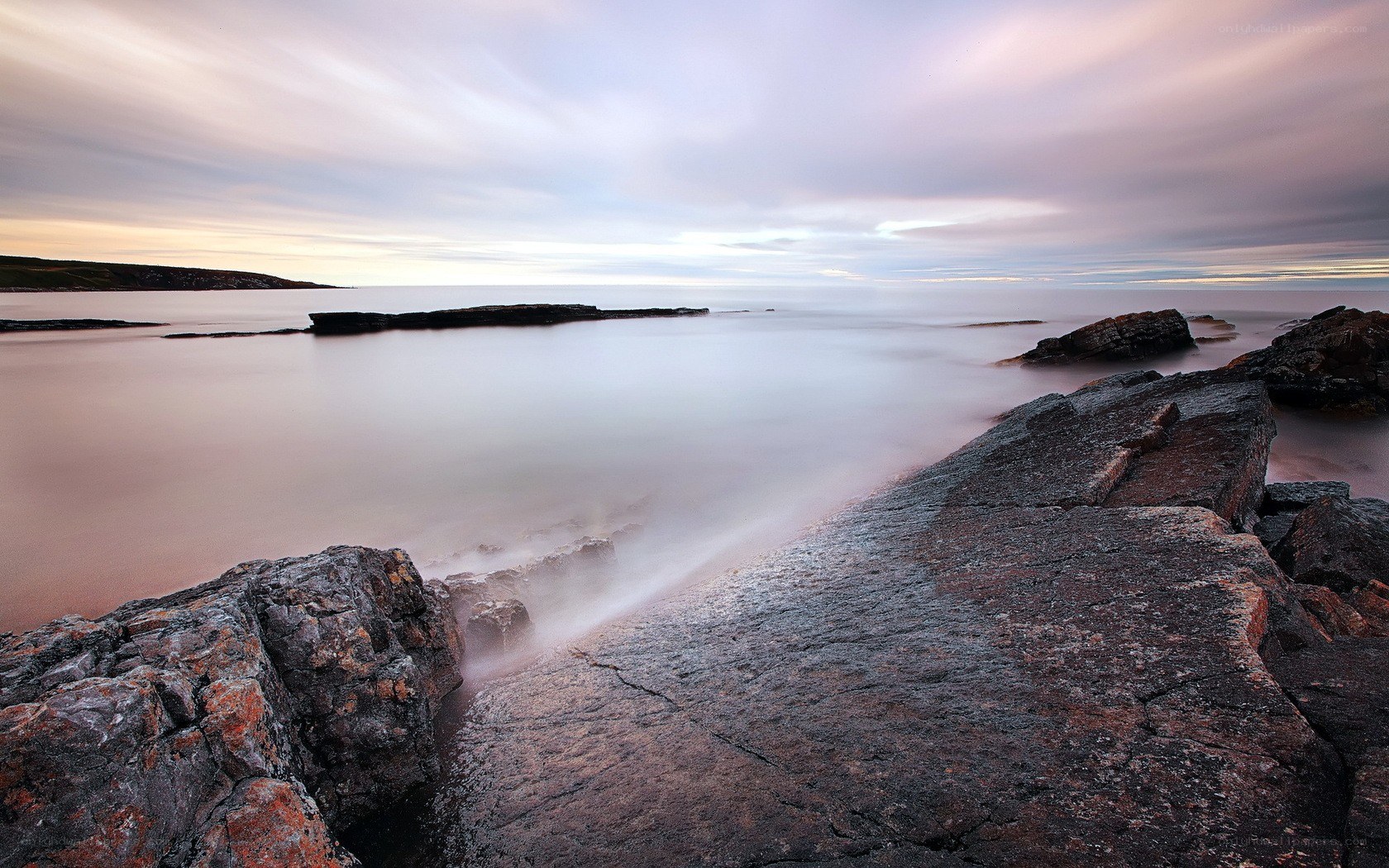 Rocky coast at sunset
