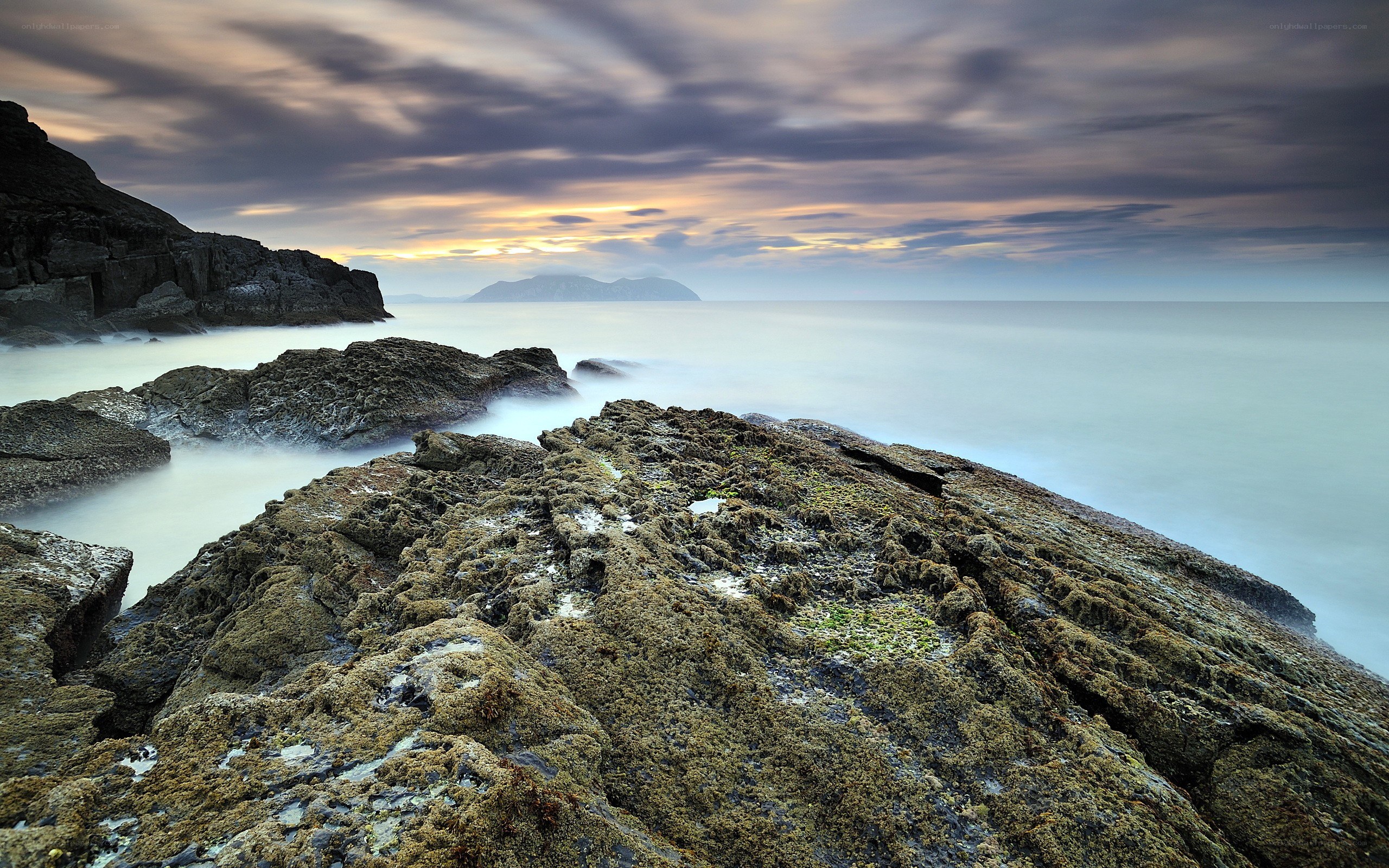 Rocky coast at sunset