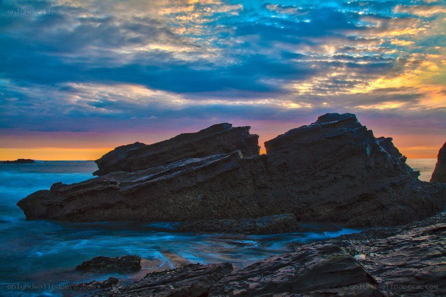 Rocky coast at sunset