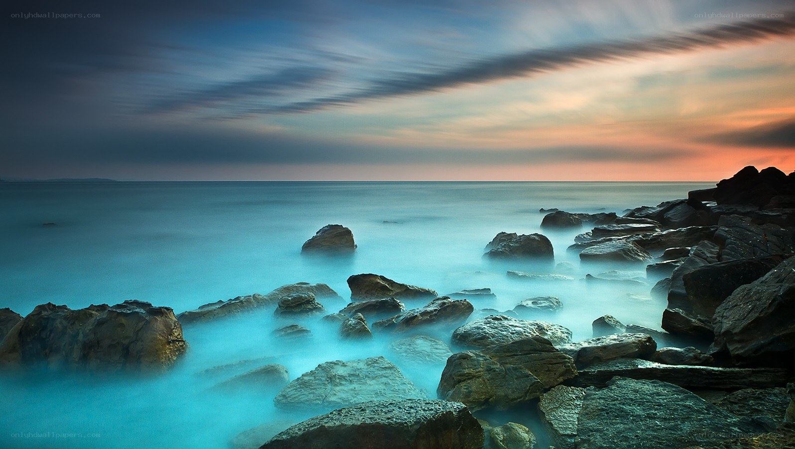 Rocky coast at sunset
