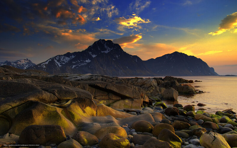 Rocky Coast at Sunset — Blue
