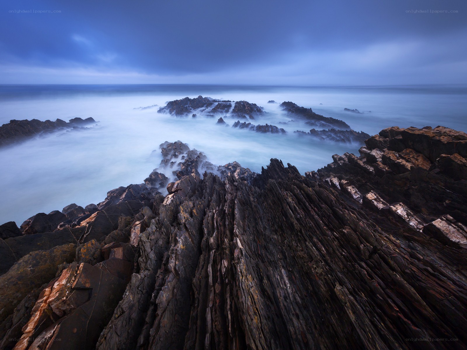 Rocky coast at twilight