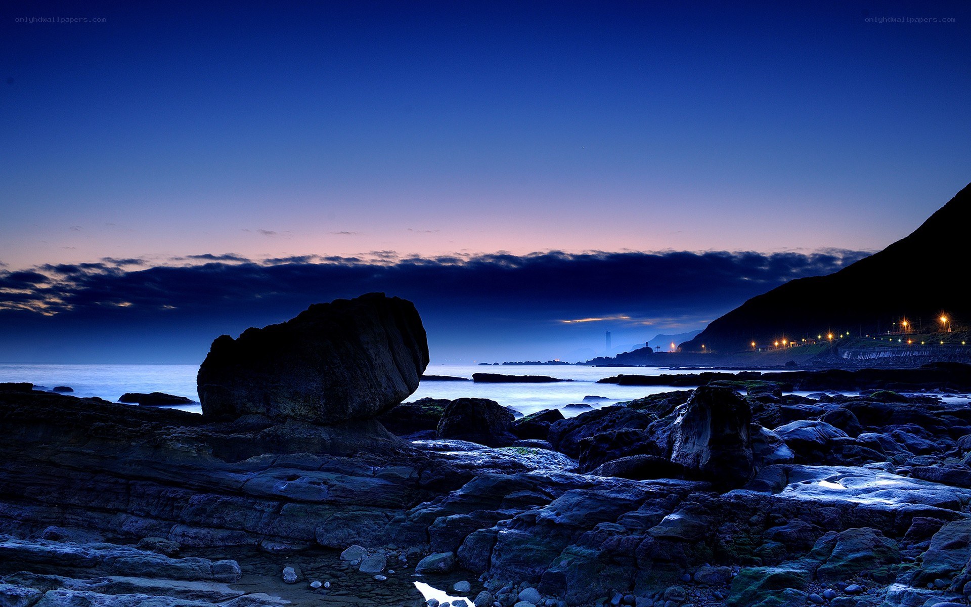 Rocky coast at twilight