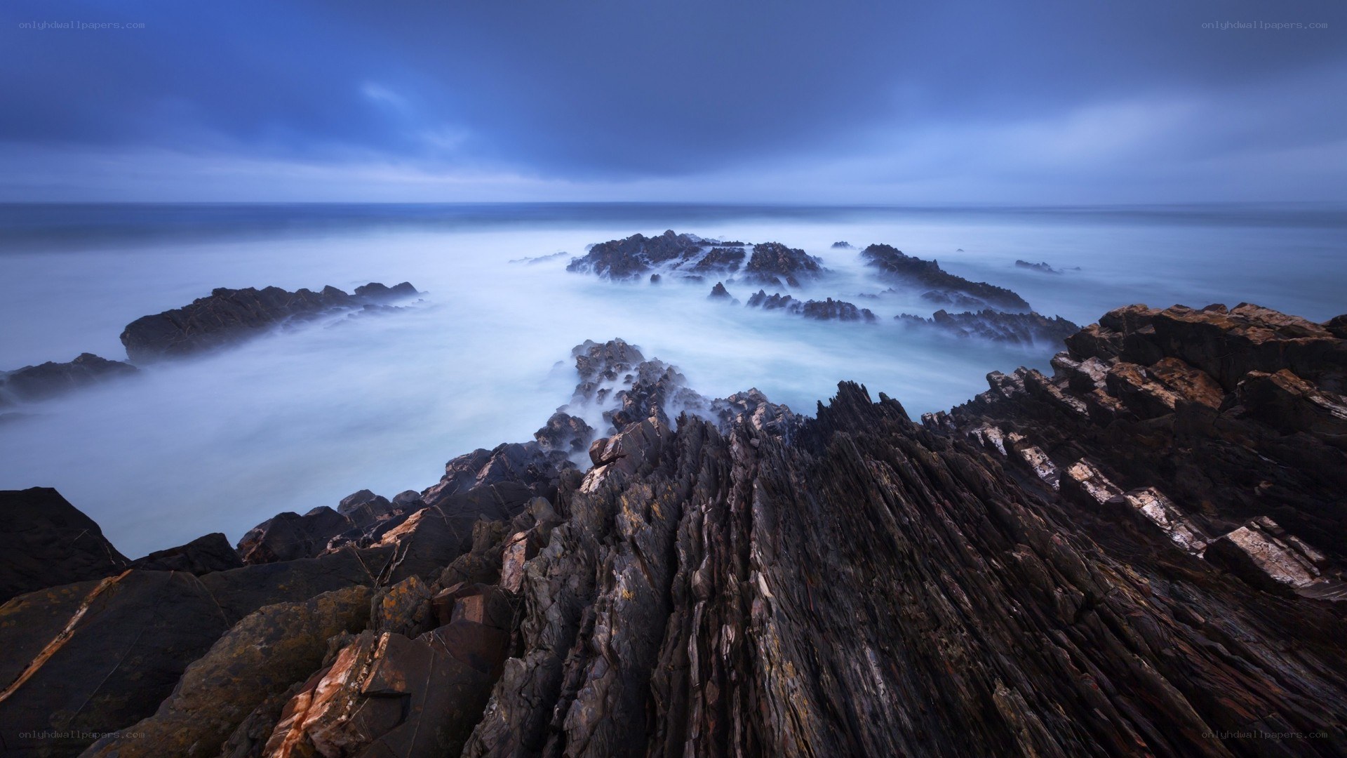 Rocky coast at twilight