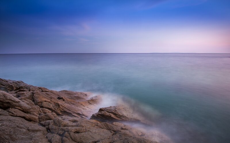 Rocky coast at twilight