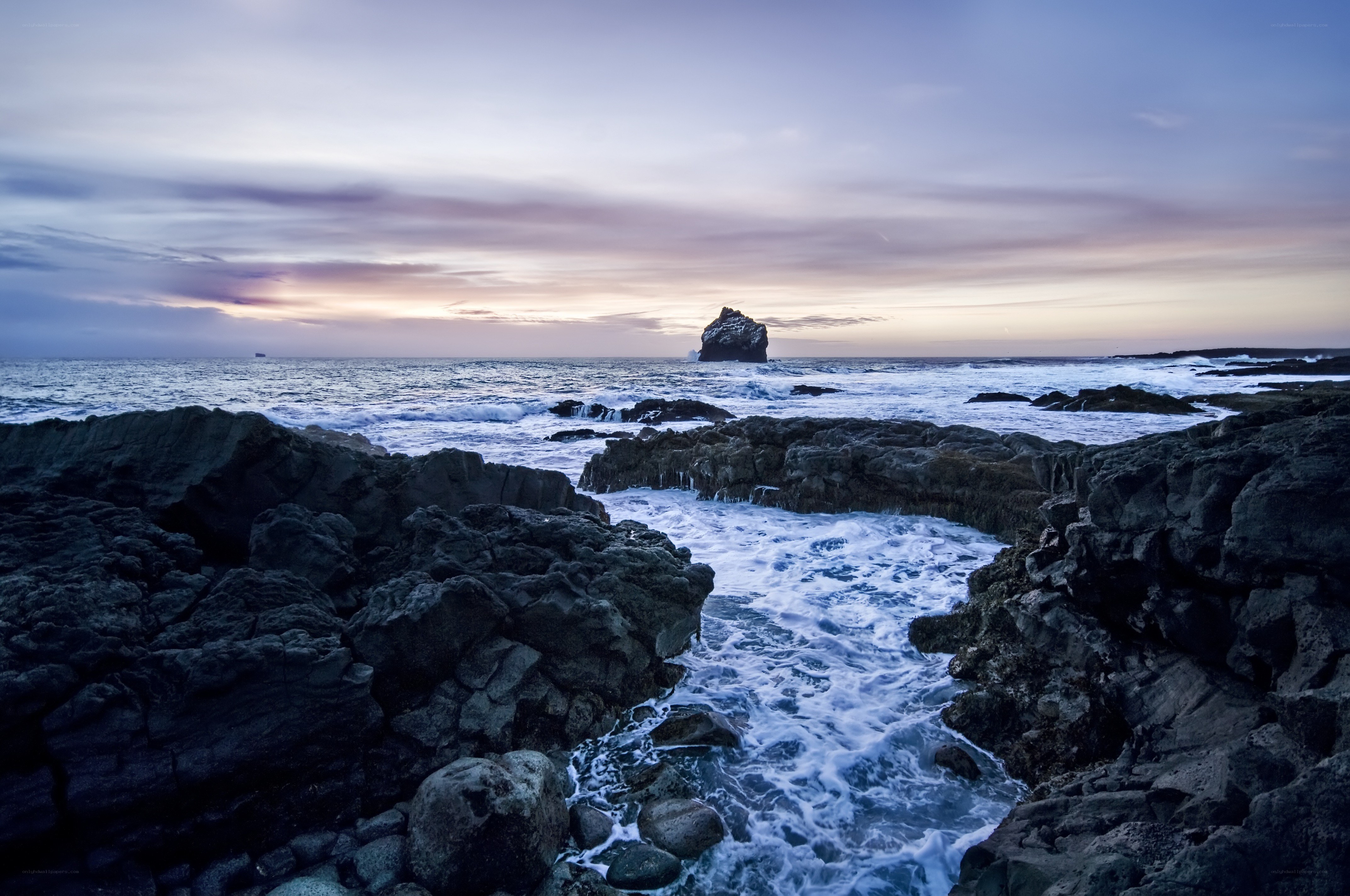 Rocky coast at twilight